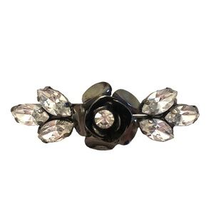 Rhinestone Rose Silver Barrette